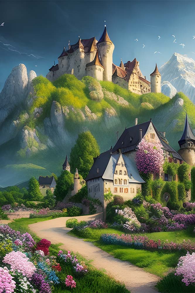 Fantasie Schloss Utopische Landschaft