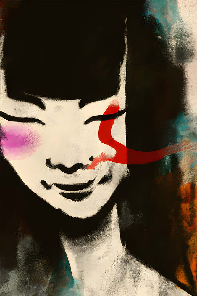 Japanische Frau am lächeln